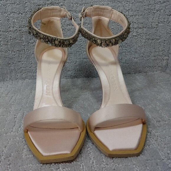 Alexander McQueen Shoes - Alexander McQueen Women's Size 37 EU Satin Crystal-Cuff Stiletto Sandals